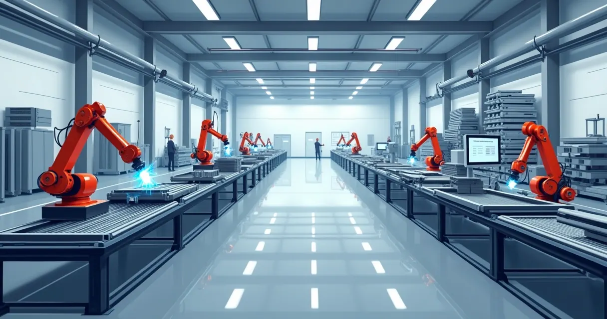 Linha de produção automatizada em fábrica metalmecânica